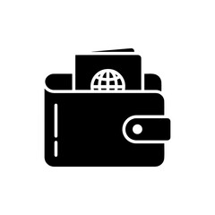Black Icon of Digital Wallet with Passport Inside