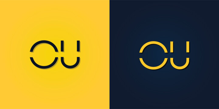 Minimalist Abstract Initial letter OU logo.
