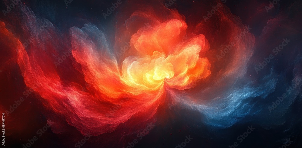 Poster dynamic abstract expressionism with vibrant colors and swirling brush strokes in motion