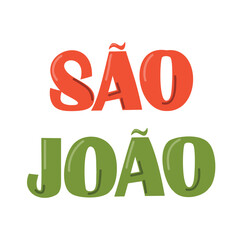 Sao Joao text on white background. Vector illustration of Brazilian holiday  São João 