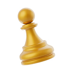 3D Gold Chess Pawn Icon – Symbol of Strategy and Growth