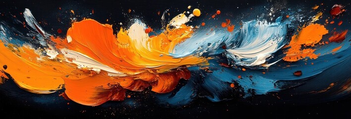 Abstract expressionism vibrant colors dynamic brush strokes chaotic composition