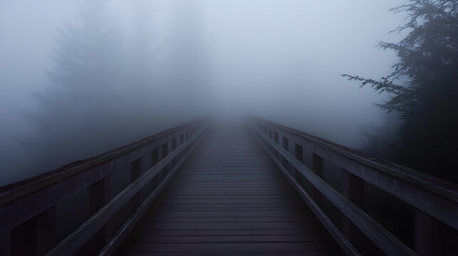 Sadness and grief, A fog-covered bridge with no visible end in sight
