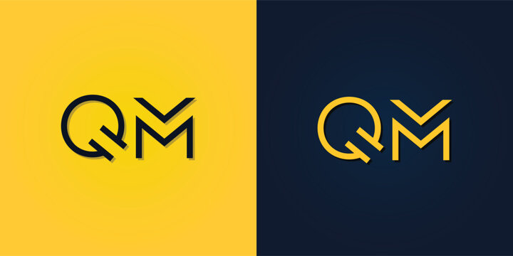 Minimalist Abstract Initial letter QM logo.