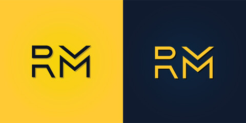 Minimalist Abstract Initial letter RM logo.