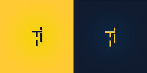 Obraz premium Minimalist Abstract Initial letter TI logo.