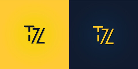 Minimalist Abstract Initial letter TZ logo.