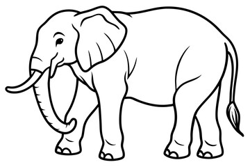 Minimalist Line Art Elephant Vector Design on White Background