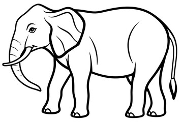 Minimalist Line Art Elephant Vector Design on White Background