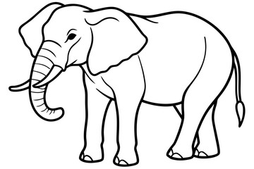 Minimalist Line Art Elephant Vector Design on White Background