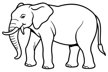 Minimalist Line Art Elephant Vector Design on White Background
