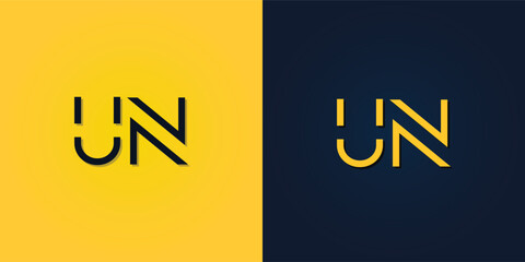 Minimalist Abstract Initial letter UN logo.