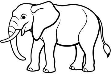 Minimalist Line Art Elephant Vector Design on White Background