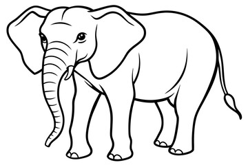 Minimalist Line Art Elephant Vector Design on White Background