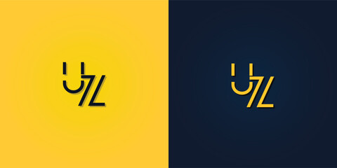 Minimalist Abstract Initial letter UZ logo.