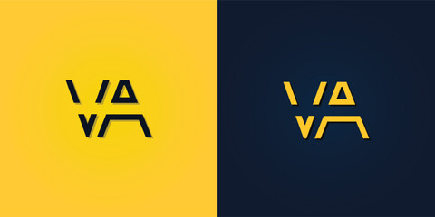 Minimalist Abstract Initial letter VA logo.