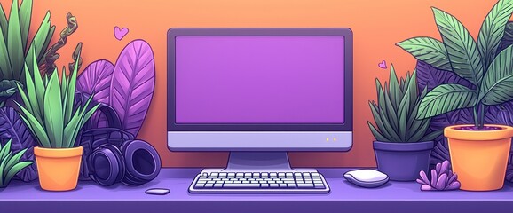 Cozy Workspace with Plants