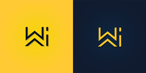 Minimalist Abstract Initial letter WI logo.