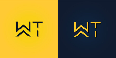 Minimalist Abstract Initial letter WT logo.