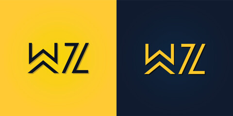 Minimalist Abstract Initial letter WZ logo.