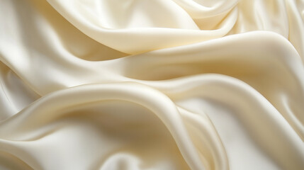 Obraz premium Abstract close-up light cream beige fabric satin texture flowing smoothly.