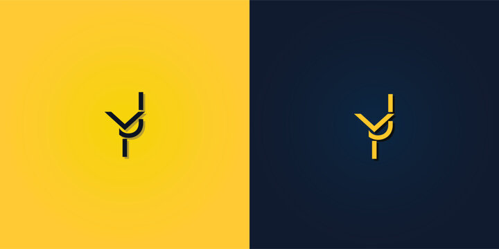 Minimalist Abstract Initial letter YJ logo.