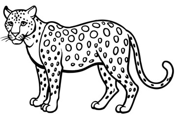Minimalist Line Art Jaguar Vector Design on White Background