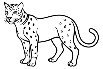 Minimalist Line Art Jaguar Vector Design on White Background