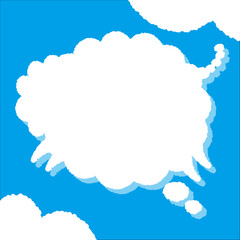 ひつじの雲。ちぎり絵のようにジワジワ滲んだラフなアウトラインの白い雲のようなフキダシ・フレームシリーズ。セリフや名札（ネーム）やワッペンに。ベクター素材