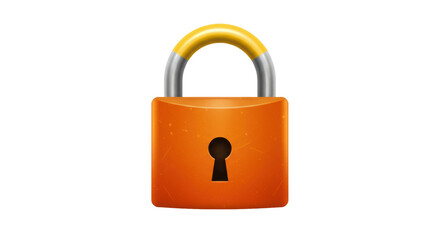 Isolated Orange Padlock