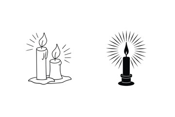 Hand Drawn Candles Graphic Icons Minimalist Flame Vector Illustration