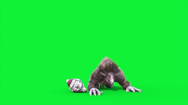 Green Screen Humanoid Rat Monster Die front Fur 3D Animation Rendering CGI 4K