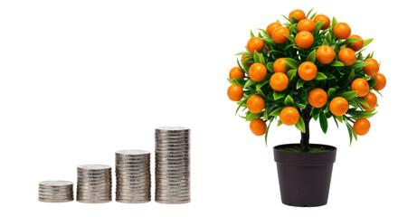 Isolated Money Tree with Coins