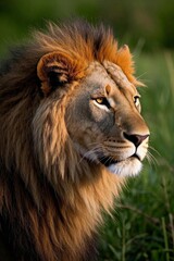 Obraz premium araffe sitting in the grass looking off into the distance