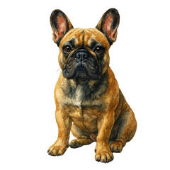 Watercolor French Bulldog Sitting 