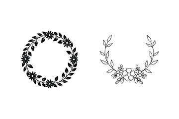 Floral Wreath And Bouquet Vector Illustration Botanical Line Art Design