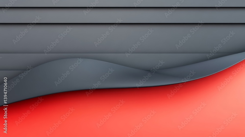 Poster abstract gray and red swirl design - stylish abstract featuring a gray wave revealing a red backgrou