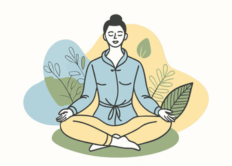 Woman Meditating in a Serene Setting. Finding Inner Peace and Tranquility