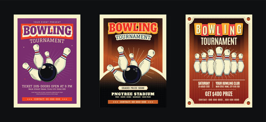 Bowling championship sports tournament flyer template