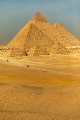 Present the ancient Giza marvel with the Famous Pyramids of pharaonic Egypt, a world wonder. Ideal...