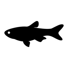 Obraz premium Black Silhouetted Fish Illustration Aquatic Animal Clipart