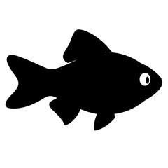 A Simple Black Silhouette of a Small Fish Illustration