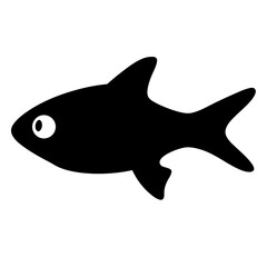 Simple Black Silhouette of a Cartoon Fish with a Big Eye