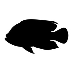 Black Silhouette of a Tropical Fish Icon Illustration Graphic Design