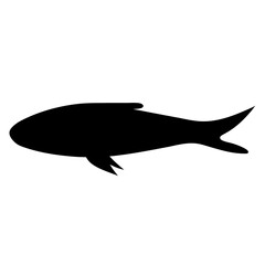 Simple Black Silhouette of a Fish Swimming Gracefully in Water