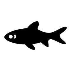 Simple Black Silhouette of a Small Fish Icon Illustration Graphic