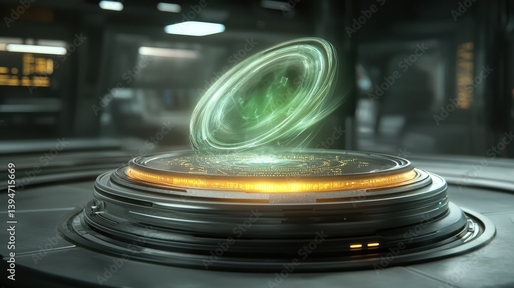 Poster futuristic shield protecting digital information cybernetic lab 3d render sci-fi environment close-u