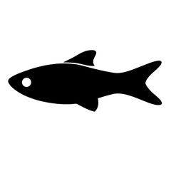 Simple Black Silhouetted Fish Icon Graphic Illustration