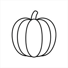 Flat Style Pumpkin Icon Vector Illustration in Black and White