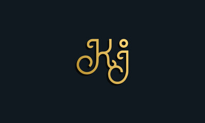 Luxury fashion initial letter KJ logo.